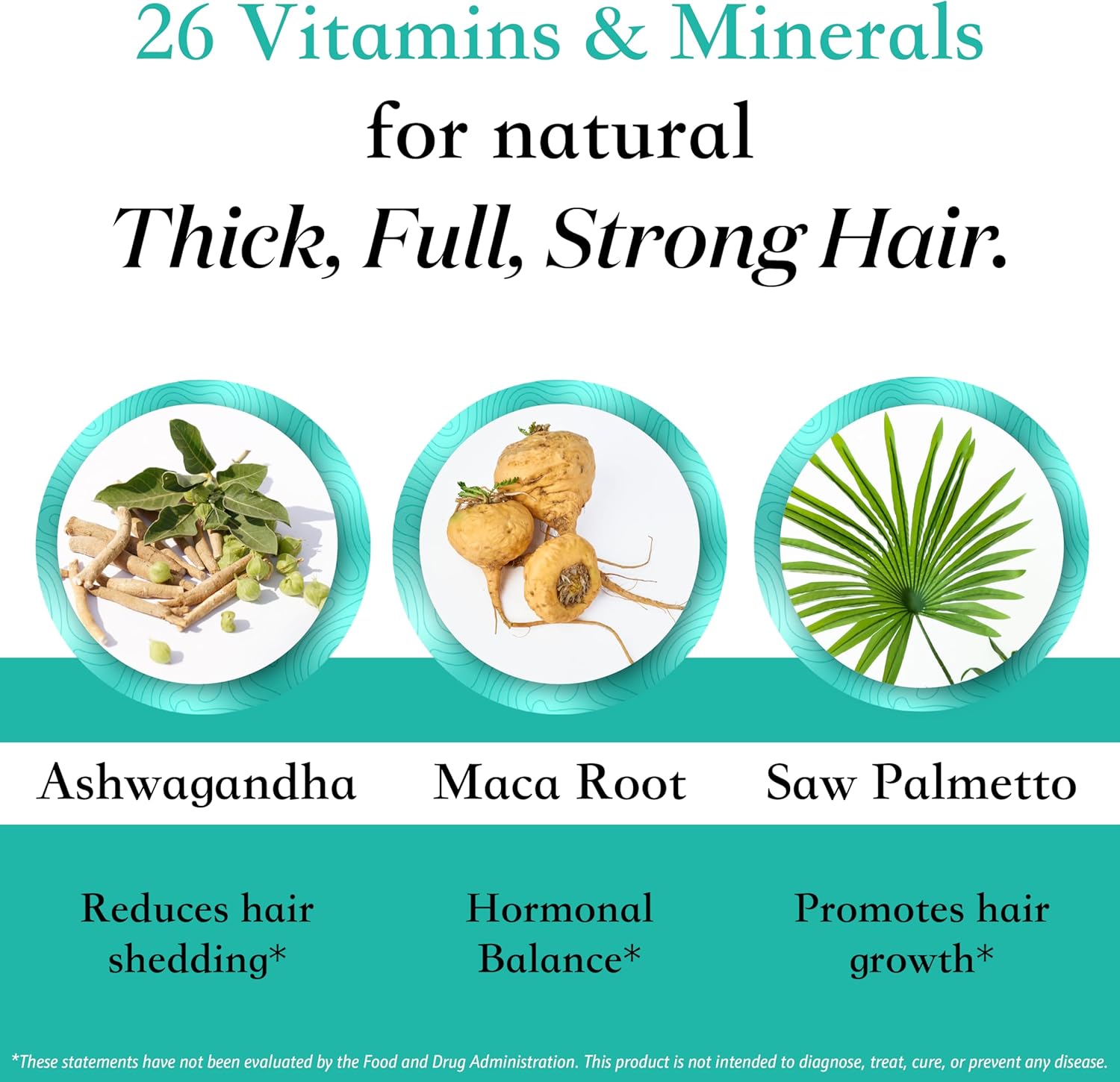 Women's Balance Hair Growth Supplements, Ages 45 and Up, Customer Proven for Visibly Thicker Hair and Scalp Coverage, Soy-Free, Made with 26 Ingredients Including Beta Carotenes - 3 Month Supply