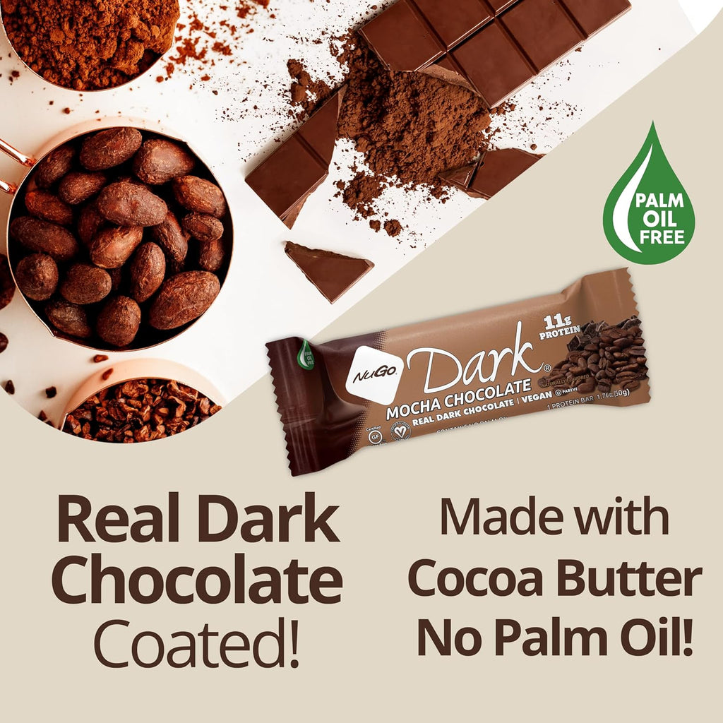 NuGo Dark Chocolate Almond with Sea Salt, 12g Protein Bar, Vegan, Gluten Free, Non-GMO, Kosher Pareve, 24 Count