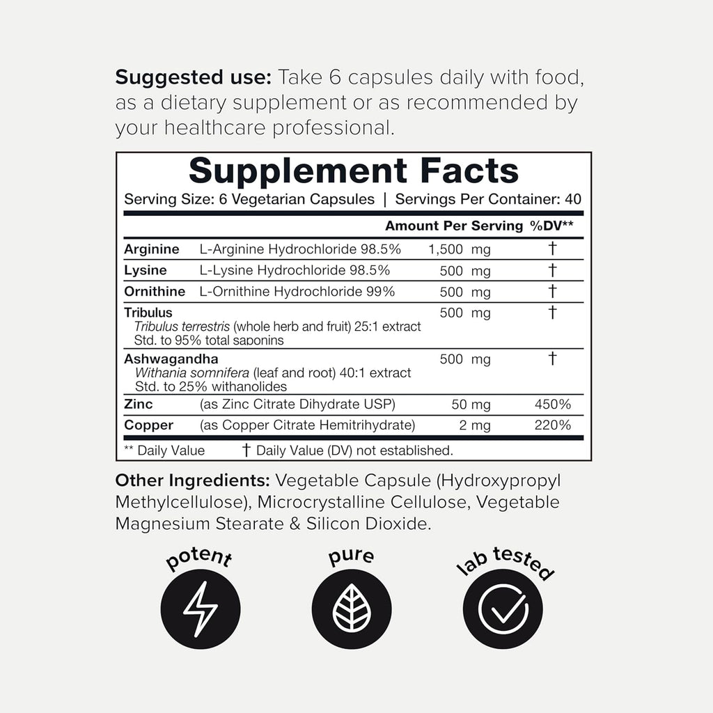HGH Supplements for Men & Women (240 Count) 3,550mg+ Support Muscle Growth & Healthy Levels of Human Growth Hormone for Men, with High-Purity Arginine, Ornithine, Lysine, Tribulus, and Ashwagandha TQ