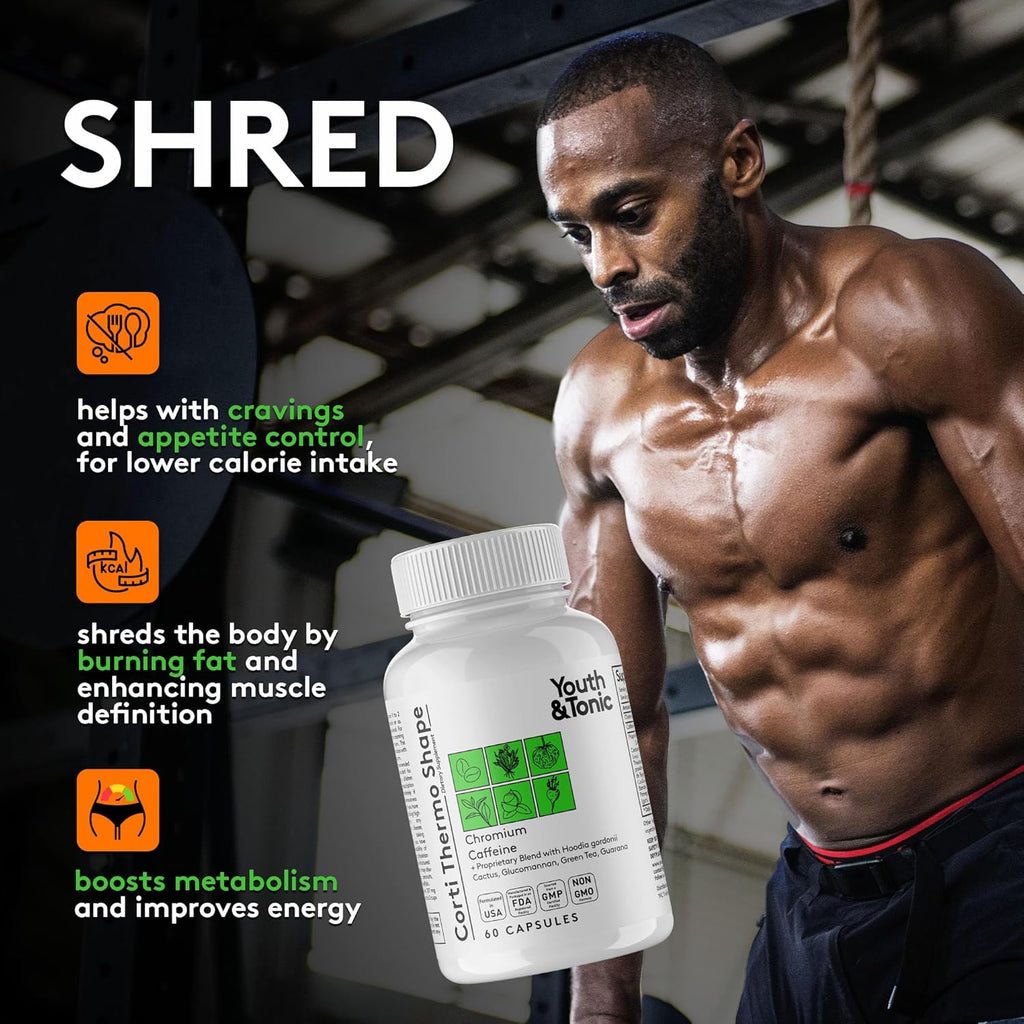 Youth & Tonic Sculpt Shred Cleanse Detox 3X Weight Loss Pills: Appetite Suppressant, Fat Burner, Energy Booster & Nighttime Cleanse for Diet – 120 Pills