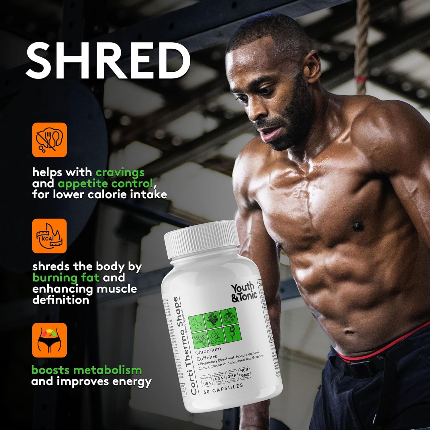 Youth & Tonic Sculpt Shred Cleanse Detox 3X Weight Loss Pills: Appetite Suppressant, Fat Burner, Energy Booster & Nighttime Cleanse for Diet – 120 Pills