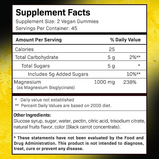 Magnesium Glycinate Gummies, 1000 mg - Magnesium Supplement to Support Relaxation, Heart Health - Chewable Calm Magnesio Gummies for Adults, Glicinato De Magnesio - Tropical Fruits Flavor