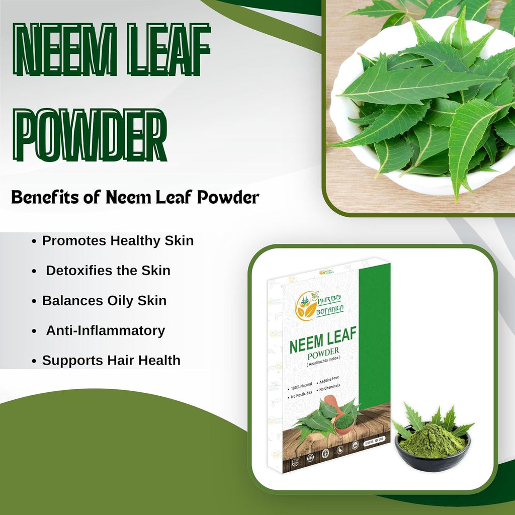 Neem Powder for Hair Growth, Skin Care & Detox Wildcrafted Bitter Neem Leaves Powder for Immune System Support, Digestive Health 5.3 oz