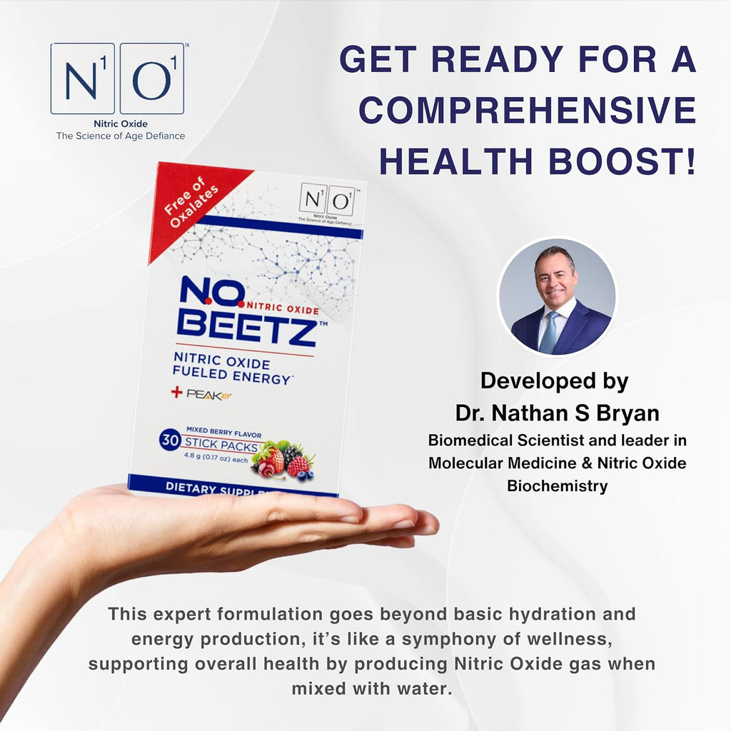 N.O. Beetz Nitric Oxide Supplement for Pre-Workout & Endurance | Beetroot, Peak ATP & Electrolytes for Energy & Hydration | Boosts Blood Flow & Muscle Recovery | No Mess, 30 Servings