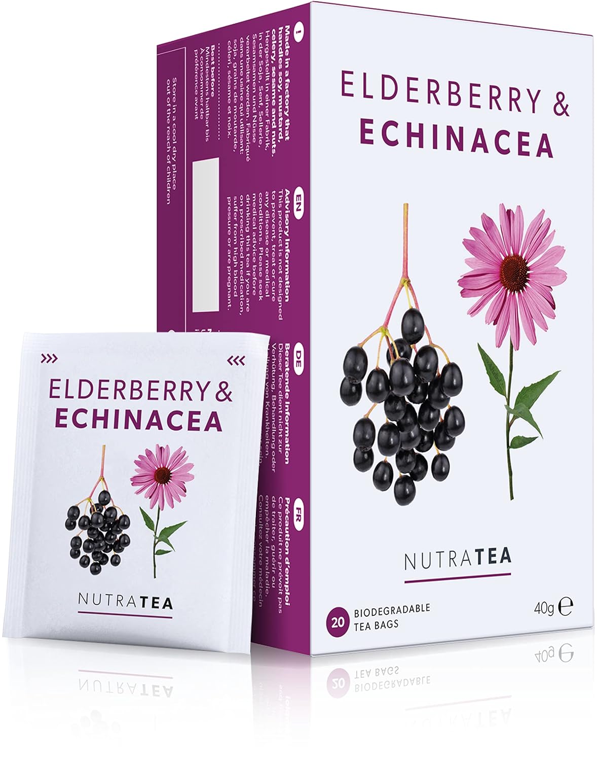 Nutra Tea Elderberry & Echinacea Immunity - 60 Tea Bags (3 Pack)