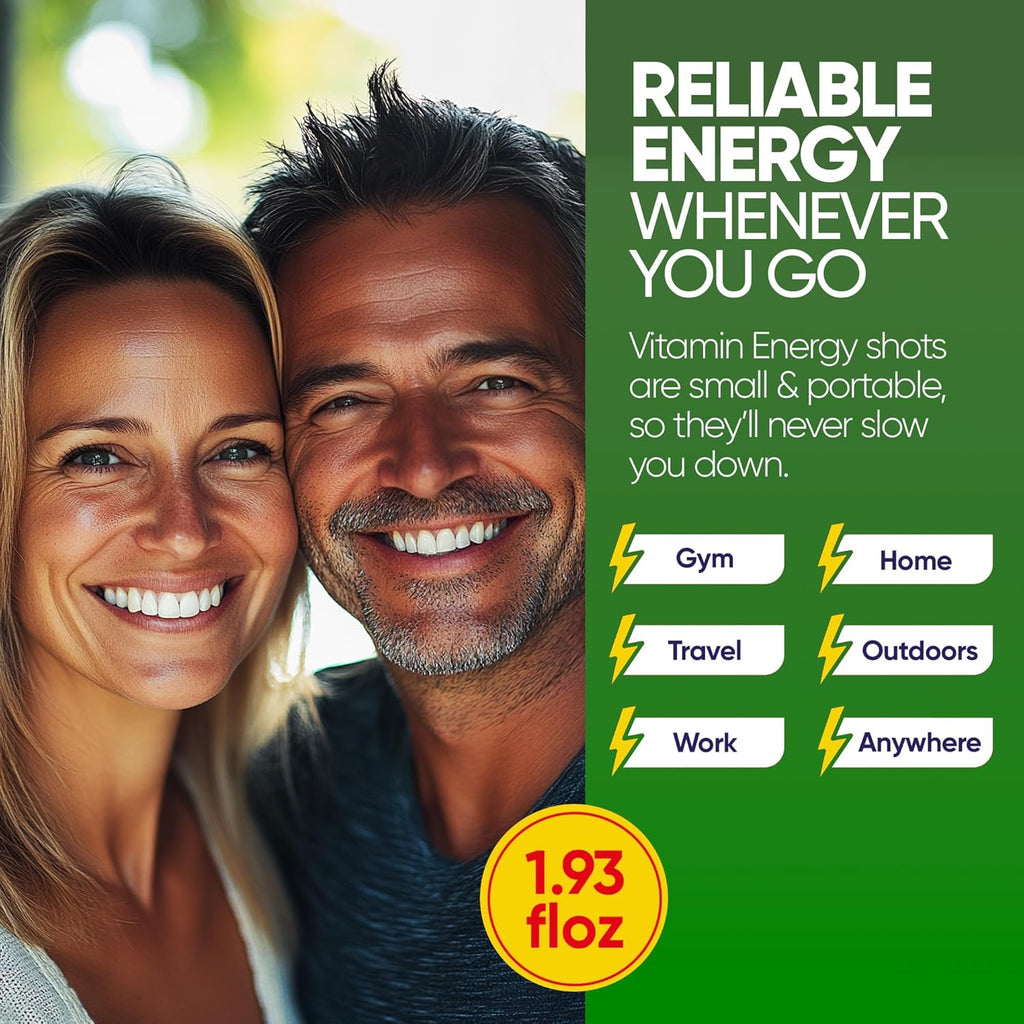 Vitamin Energy Immune+ Extra Strength Energy Shot Watermelon Burst 12 Pack, 260mg Natural Caffeine, B-Vitamins, Citicoline, Green Tea, Immunity & Focus Support, Zero Sugar, Gluten-Free 1.93 fl oz