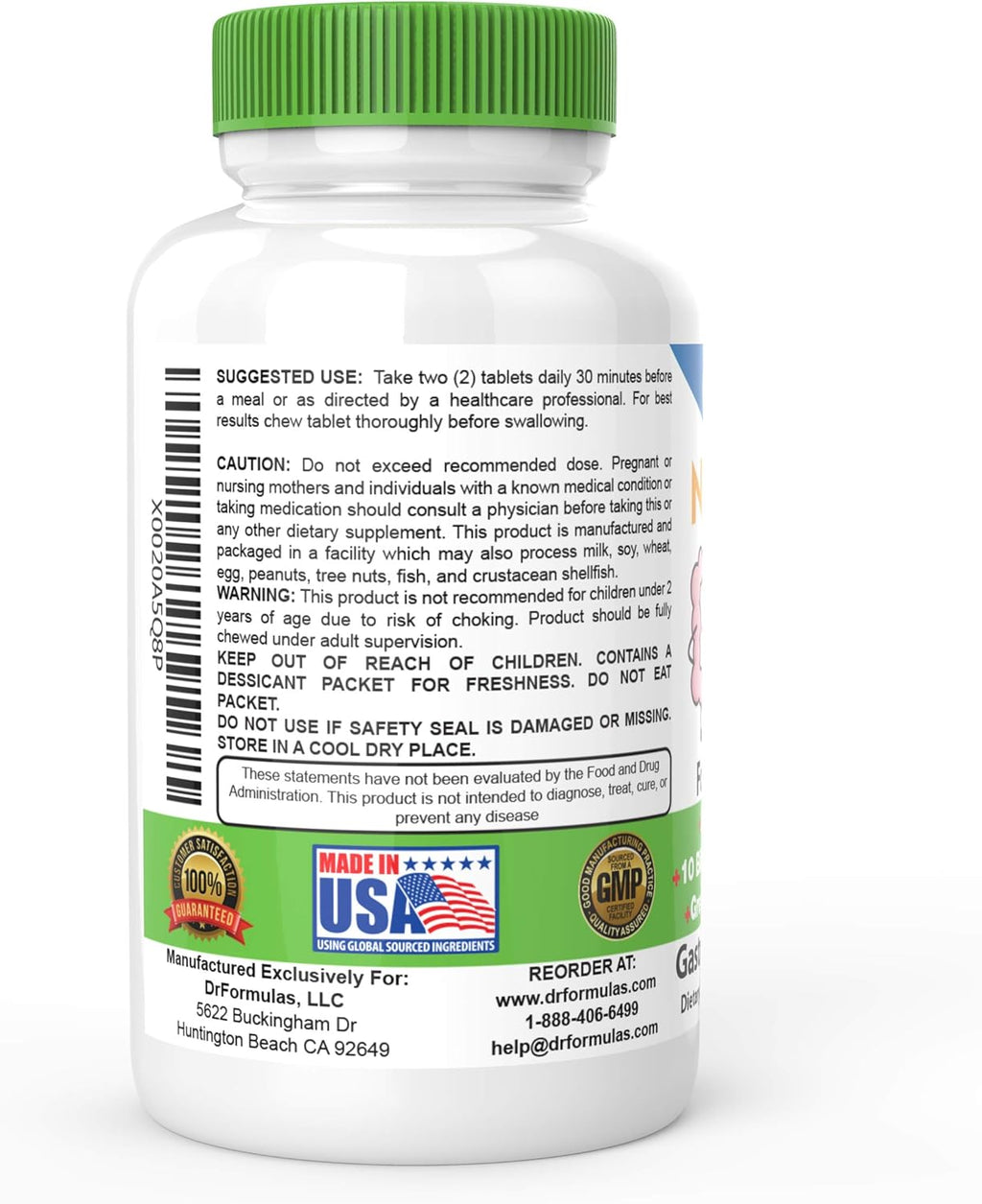 DrFormulas Chewable Probiotics for Kids & Adults | for Oral Dental Health, Bad Breath, & Better Digestion 20 Multi Strain - S boulardii, Lactobacillus plantarum and Bifidobacterium infantis, 60 Chews