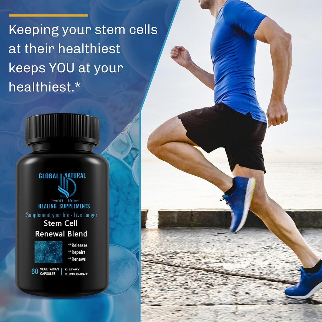 Stem Cell Supplements. Renewal Blend - Promotes Healthy Aging Through Cellular Renewal. Resveratrol, L-Carnosine, Polygonum Multiflorum Extract, Beta 1.3/1.6 Glucan. Non-GMO, Gluten Free.