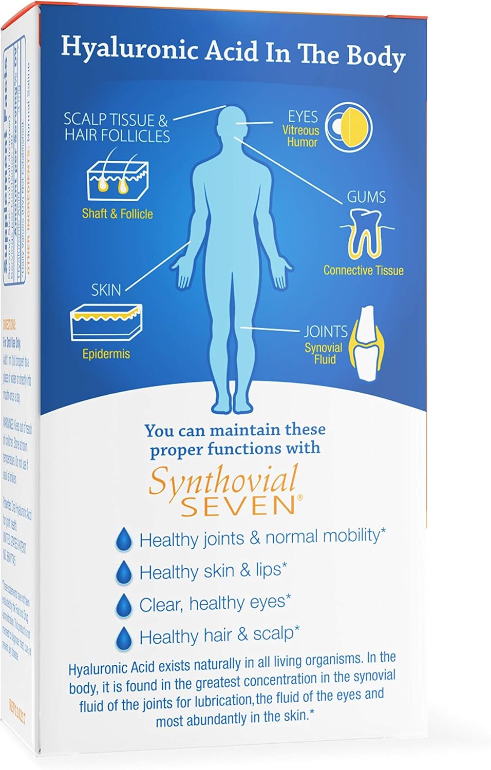 Hyalogic Synthovial Seven Hyaluronic Acid Liquid - HA Joint Support - Vegan - 1 oz