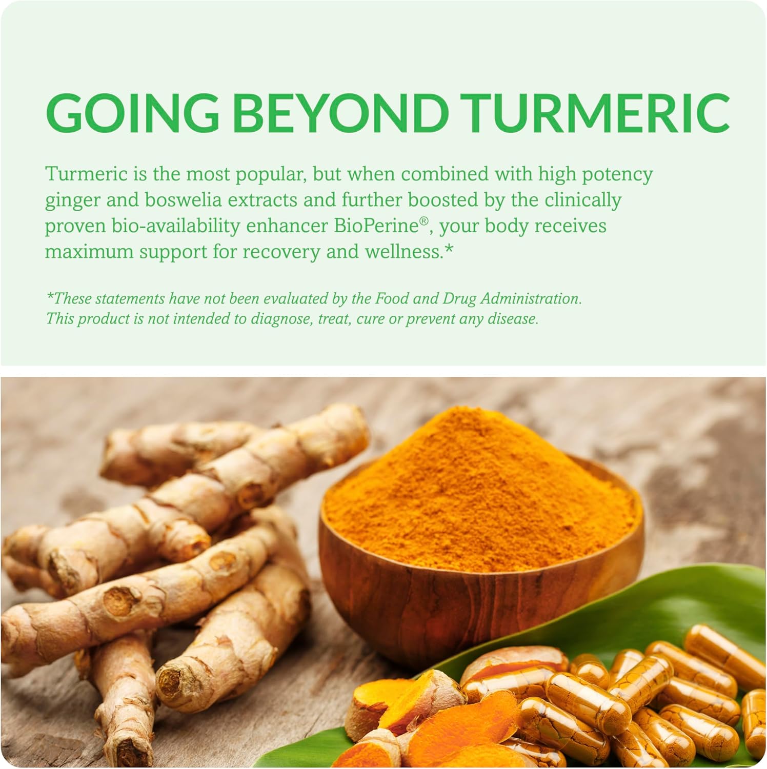 Organic Turmeric Complex - Turmeric Curcumin Supplement with Boswellia, Black Pepper, Ginger & BioPerine for Gut, Muscle, & Joint Support - 60 Capsules