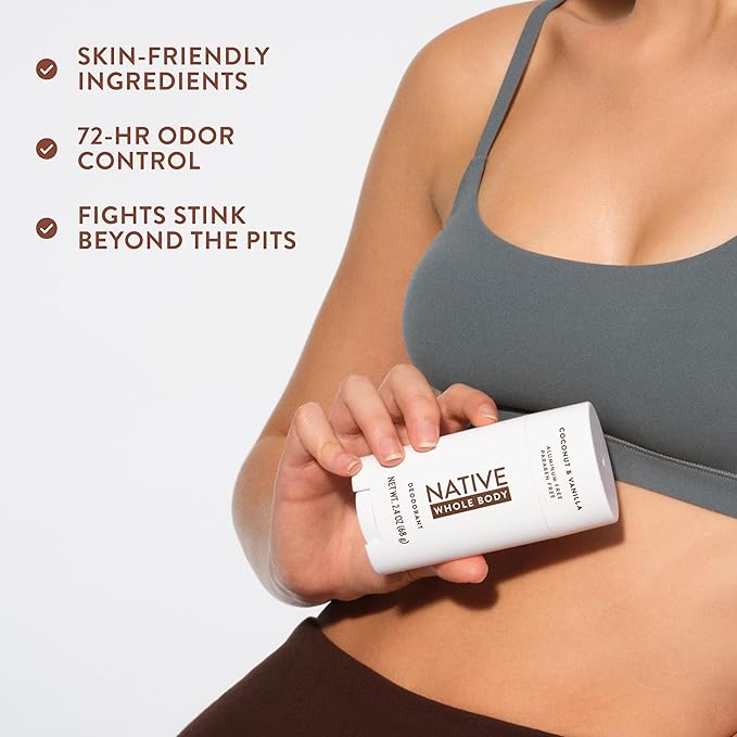 Native Whole Body Deodorant Stick Contains Naturally Derived Ingredients, Deodorant for Men and Women | 72 Hour Odor Protection, Aluminum Free with Coconut Oil and Shea Butter | Coconut & Vanilla