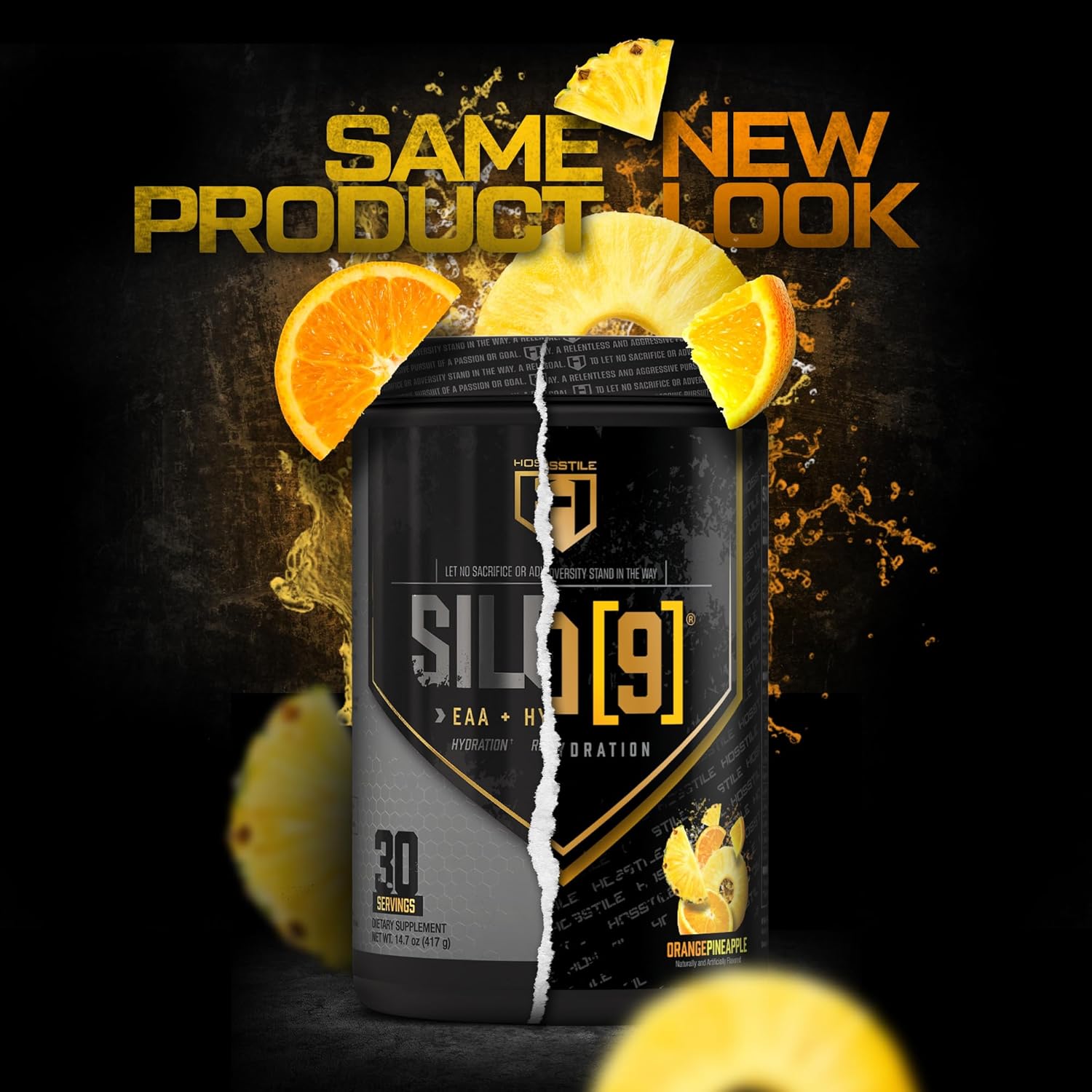 HOSSTILE SILO[9] Essential Amino Acids, EAA & BCAA Powder, Electrolyte Hydration Support, Enhance Muscle Growth & Recovery, Pre or Post Workout Drink, Orange Pineapple, 30 Servings