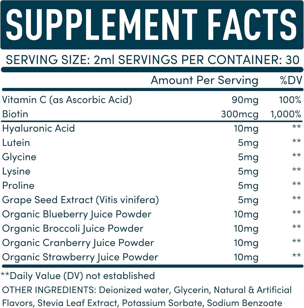 Vegan Collagen Builder Liquid Supplement - Collagen Booster with Vitamin C, Biotin, Hyaluronic Acid & Amino Acids - Organic Fruit & Vegetable Blend - 120ml, 60 Day