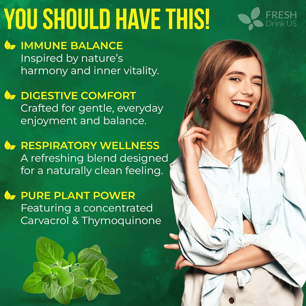 FRESHDRINKUS, Premium Oregano Oil Softgels | 330 Count | Blend of 300mg Oregano Oil (Origanum minutiflorum) + 200mg Black Seed (Nigella Sativa) – Plant-Based Source of Natural Antioxidants.