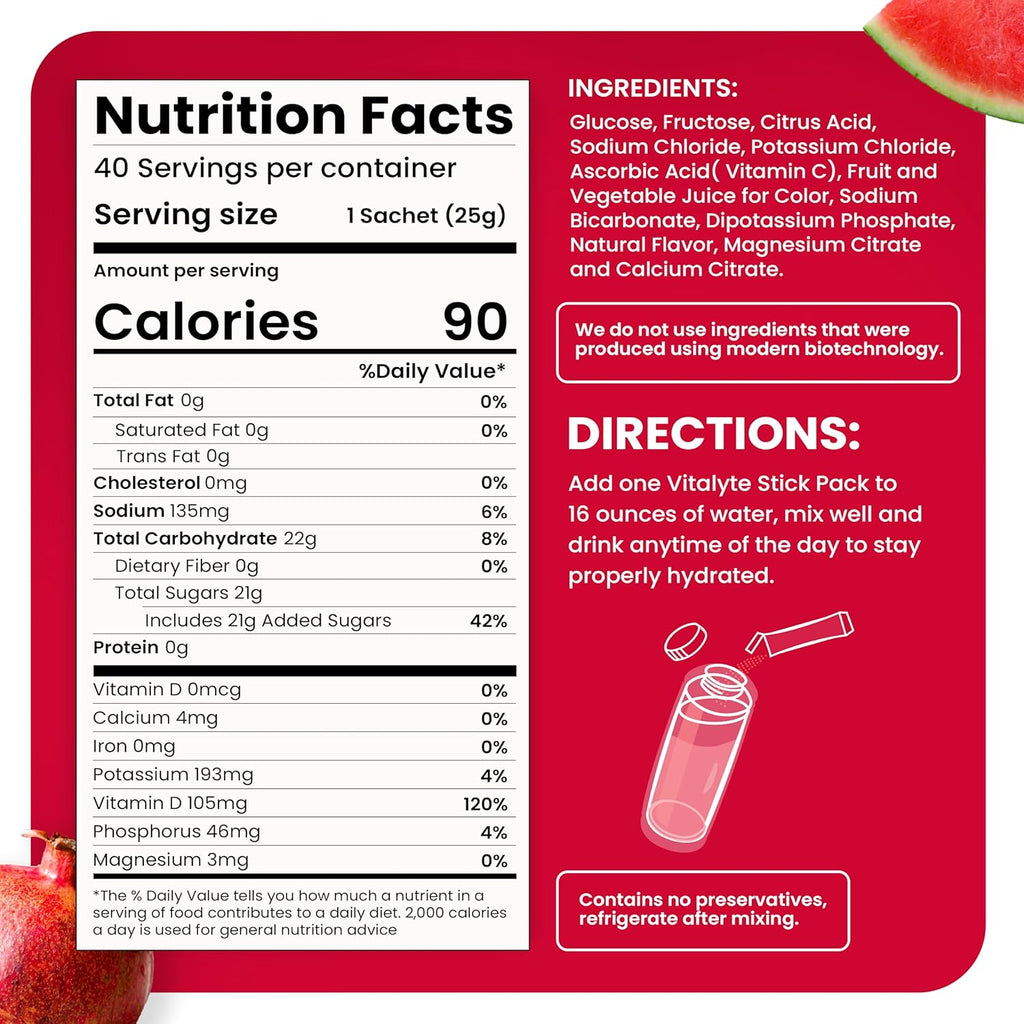 Vitalyte Electrolytes Packets Isotonic Sports Drink | Electrolytes Powder Packets Sports Nutrition Electrolyte Replacement Drinks Dehydration Relief Packets