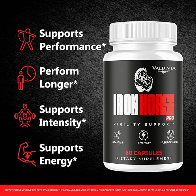 (3 Pack) Iron Horse Pro Supplement Pills - Official IronHorse Pro Advanced Formula Support Capsules - Maximum Strength, Natural Iron Horse Pro for Overall Health & Wellness, 180 Capsules for 3 Months