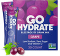 GoHydrate Instant Hydration Powder Packets - Low Sodium Electrolytes Drink Mix - Natural Hydration Support, Sugar Free Electrolyte Flavored Powder Drink with Vitamin D, 30 Packs, Grape