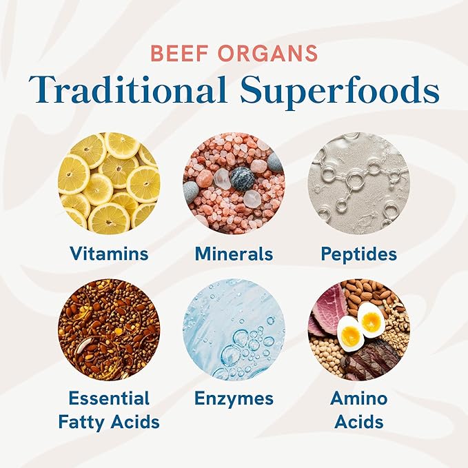 Beef Organ Supplement for Women | Uterus, Ovary, Liver, Spleen, Kidney & Heart | Superfood for Hormone Health & Energy Support | 100% Grass Fed & Pasture Raised Beef Organs for Women | 60 Ct.