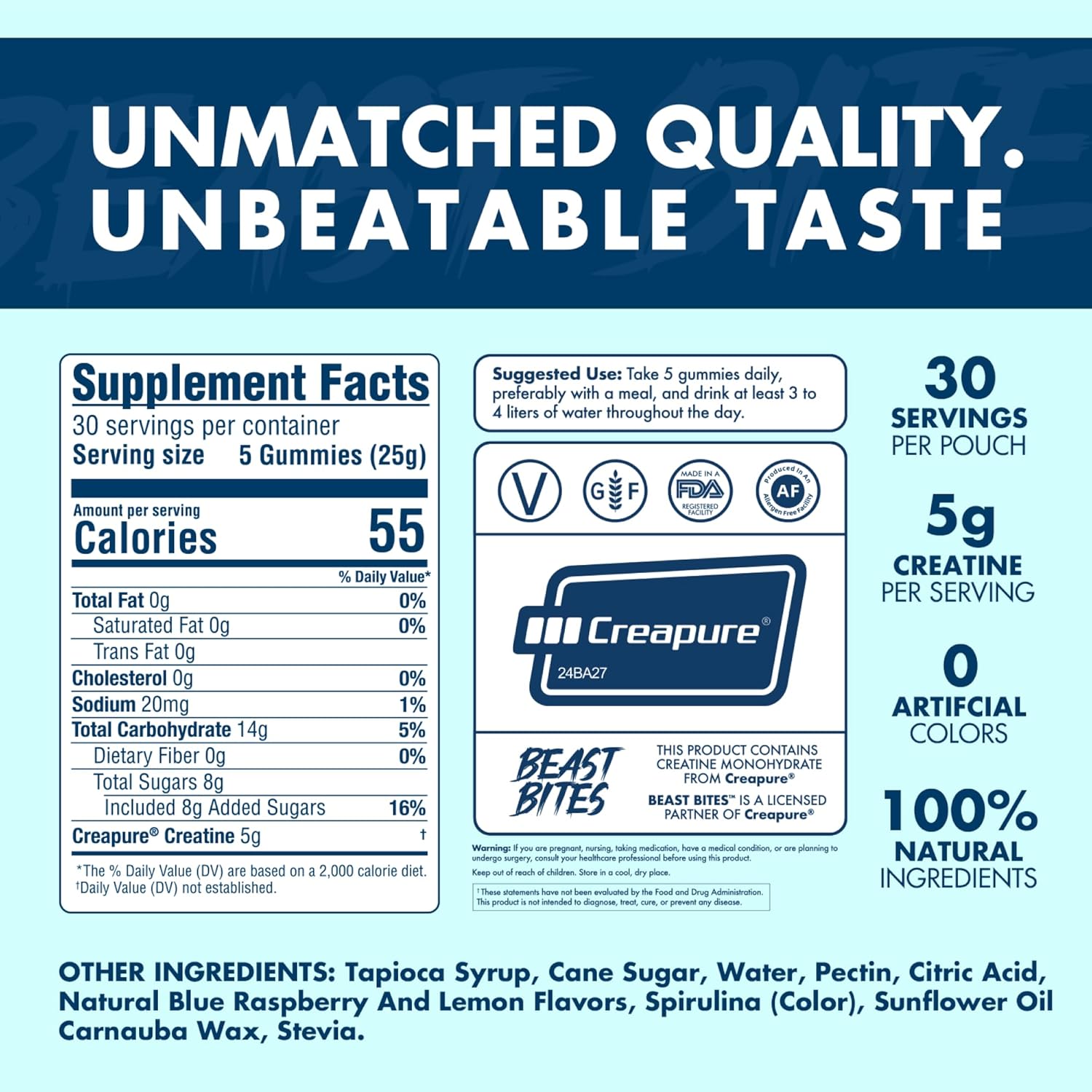 Creatine Infused Gummies - 5g Creapure Creatine Monohydrate Per Serving - NSF Certified for Sport - 30 Servings