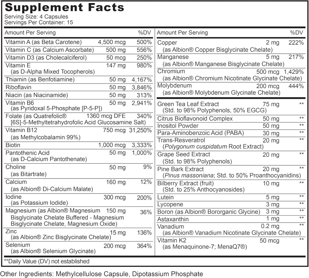 LIVELY VITAMIN CO. Multivitamin - 37 Vitamins Minerals and Extracts - Energy - Memory - Immune Function - Heart- Brain - Focus - Mood - Antioxidants - Dairy Gluten Soy Free - 60 Vegetarian Capsules