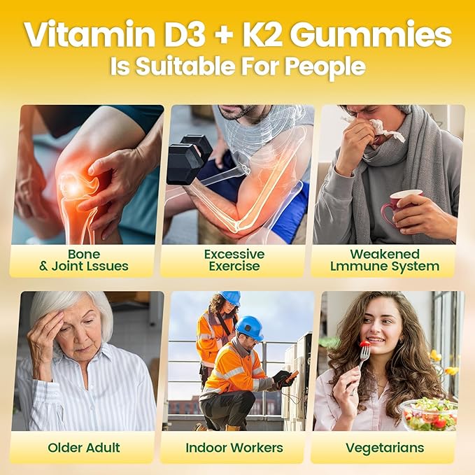 Vitamin D3 K2 Gummies, D3 10000 IU & MK7-200 mcg, 2 in 1 Vitamins D & K Complex | Vitamina D3 con K2 | Supports Calcium Absorption, Bone, Immune, & Heart Health, Easy to Carry and use (180 Gummies)