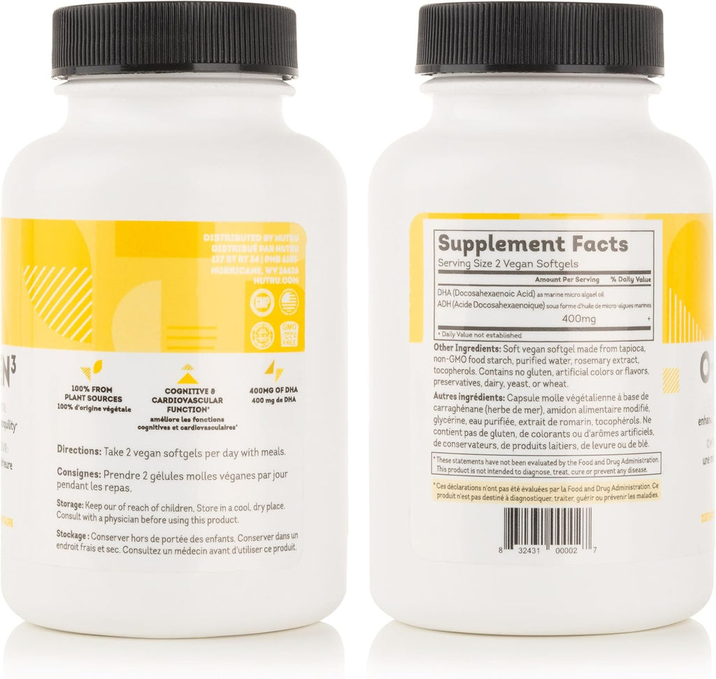 O-Mega-Zen3 Vegan Omega 3 DHA Supplement - 400 mg DHA Essential Fatty Acids - Carrageenan Free - Premium Algal Based Fish Oil Alternative Supplement - 120 Softgels