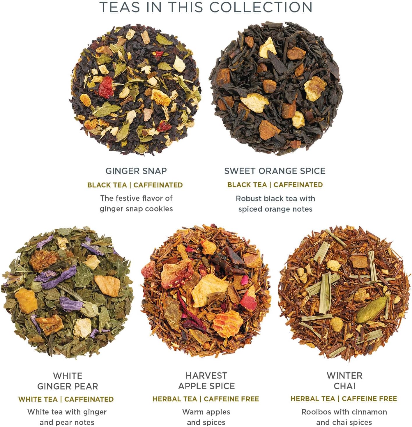 Tea Forte Warming Joy Holiday Premium Presentation Box Gift Set Sampler, 20 Count, 4 of Each Blend Individually Wrapped Handcrafted Pyramid Infuser Bags