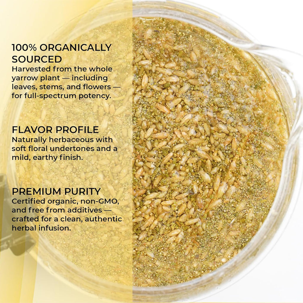 Cure wid Pure Organic Dried Yarrow Herb - 4 oz Non-GMO Cut & Sifted Yarrow Flower - Organic Yarrow Tea for Wellbeing