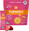 ZYN Electrolyte Drink Mix Hydration Packets, Strawberry Yuzu Electrolytes Powder, Hydration Packets w/Turmeric Curcumin, Vitamin C & D, Zinc, Hydrate & Recover Electrolyte Powder, Pack of 32