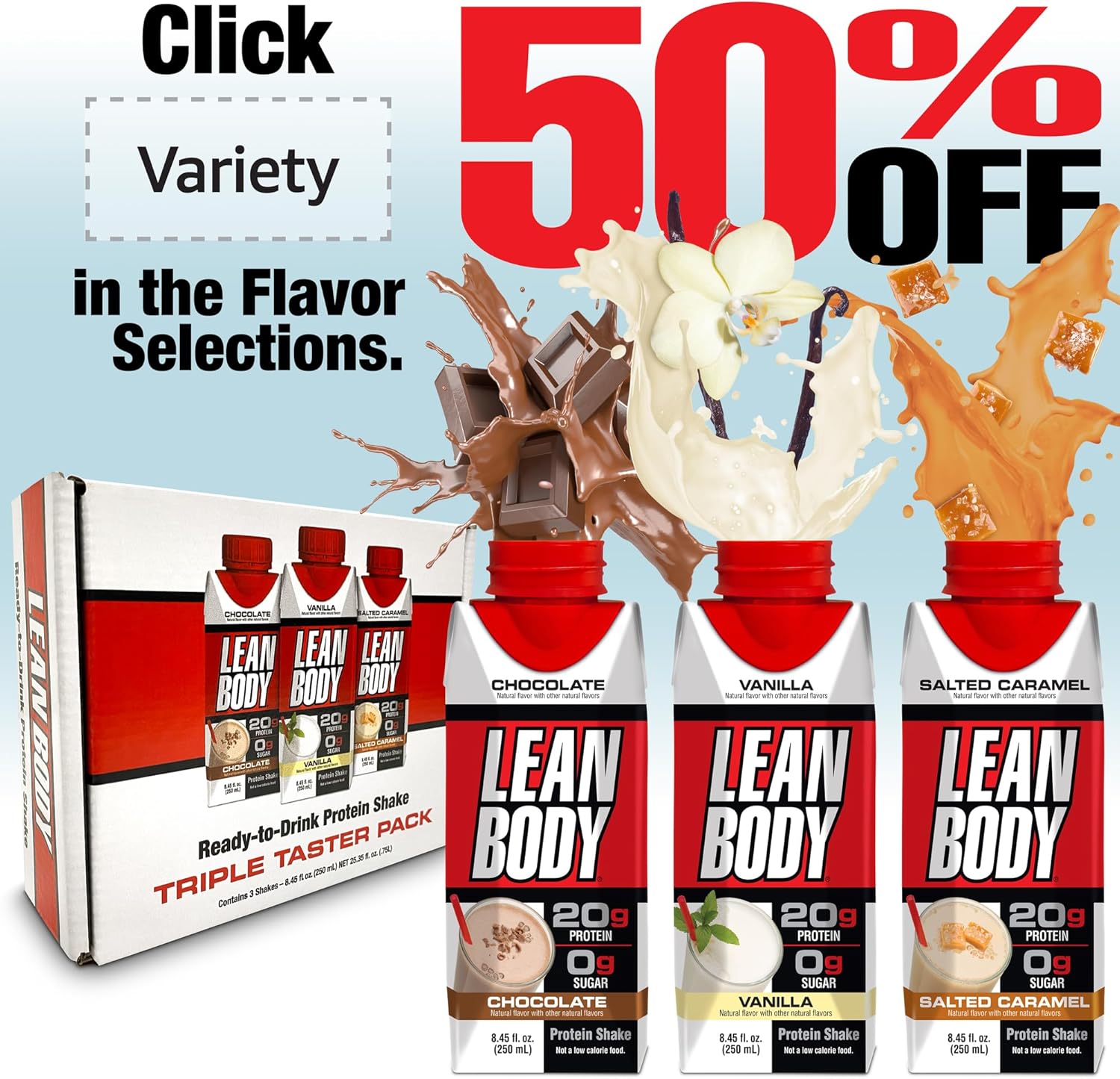 Lean Body Ready-to-Drink Café Mocha Protein Shake, 240mg Caffeine, 40g Protein, Whey Blend, 0 Sugar, Gluten Free, 22 Vitamins & Minerals, (Recyclable Carton & Lid - Pack of 12) LABRADA