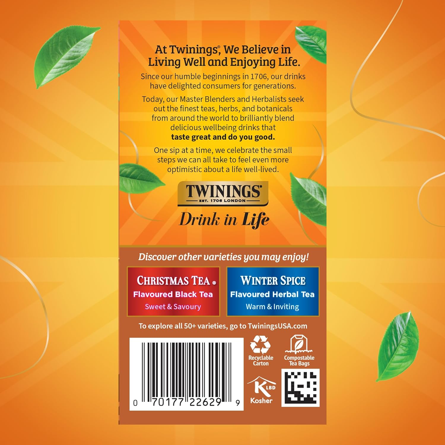 Twinings Gingerbread Joy Black Tea Individually Wrapped Bags, 20 Count (Pack of 1), Ginger & Cinnamon, Caffeinated, Enjoy Hot or Iced, 20 Teabags