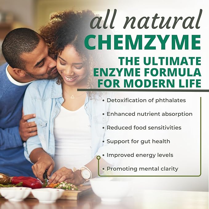 Optimal Health Systems Chemzyme | Proprietary Phthalate Detox Enzymes + Gluten/Dairy Digestion | Protection from Micro Plastics | 60 Capsules