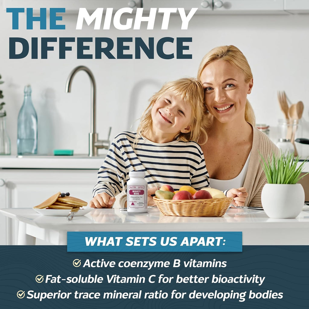 Mighty-Mins - Multivitamin for Kids with Iron in Chewable Form - for Children from 6 Months Through Adolescence - Easier to Absorb, Gentle On Digestion - 240 Wafers