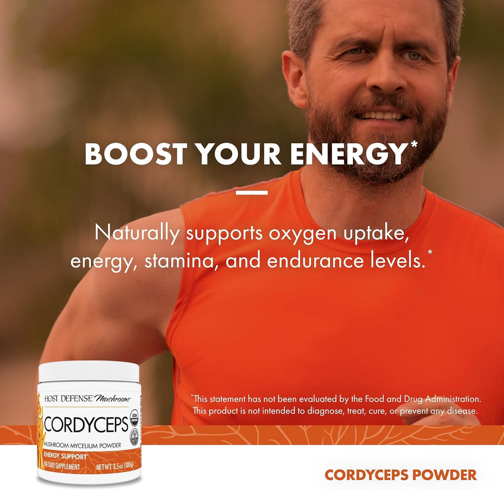 Host Defense Cordyceps Powder - Immune & Energy Support Supplement - Kidney Health Supplement with Cordyceps Mushrooms - Fitness Support Supplement to Aid Oxygen Uptake - 3.5 oz (66 Servings)*