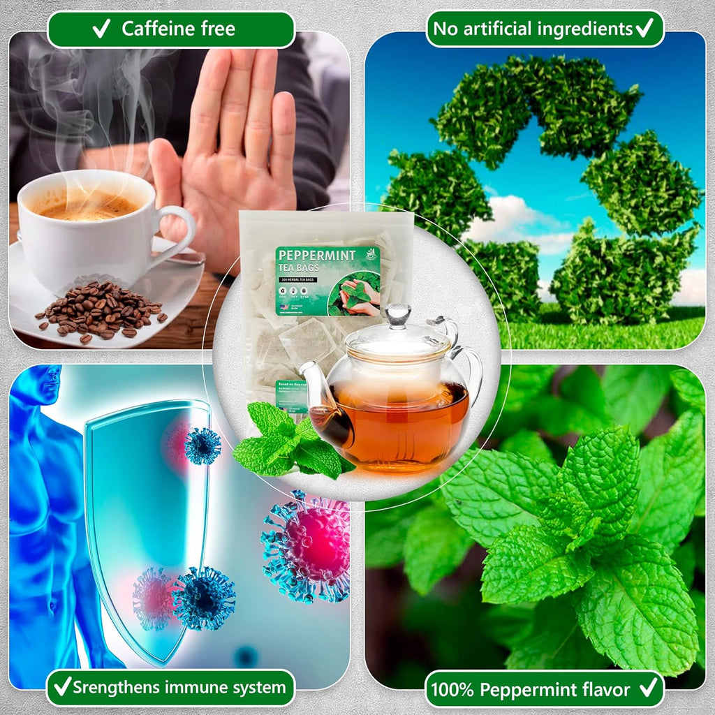 TeaDreamTea Peppermint Tea Bags - Alleviates Digestive Discomfort | Herbal, Aromatic & Caffeine Free | Healthy Mint Tea (200 Bags)