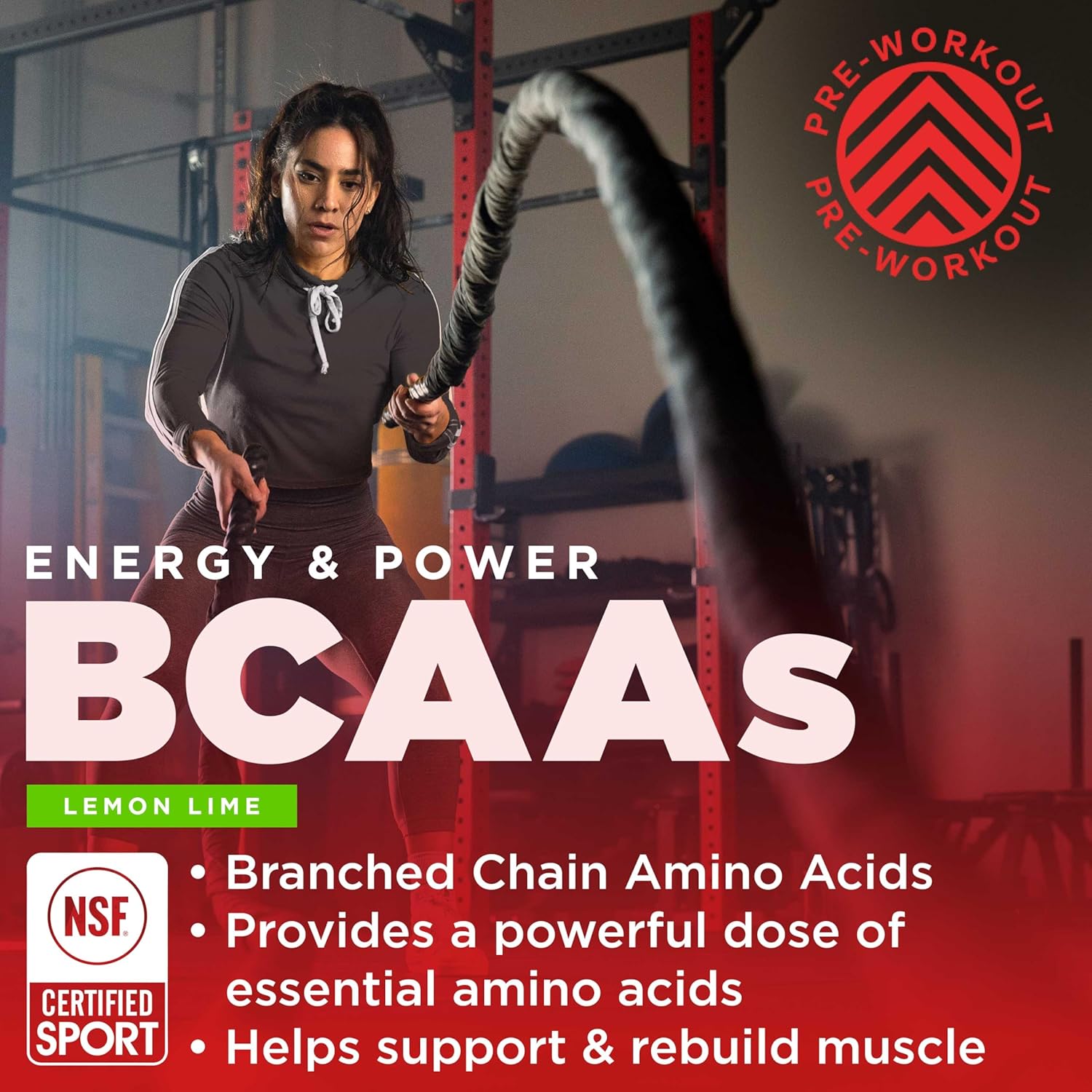 Gnarly Nutrition BCAA Powder, Lemon Lime – Pre-workout BCAAS Amino Acids – NSF Contents Certified – Supplement to Support and Rebuild Muscle – Lemon Lime with Caffeine, 10.58 oz