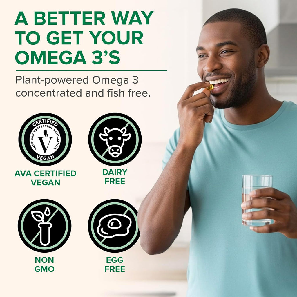 Zenwise Health Vegan Omega 3 Supplement - Burpless Omega 3 Supplement with DHA, EPA & DPA Fatty Acids for Immune Health - Fish Oil Alternative from Sustainably Sourced Marine Algae Oil - 120 Softgels