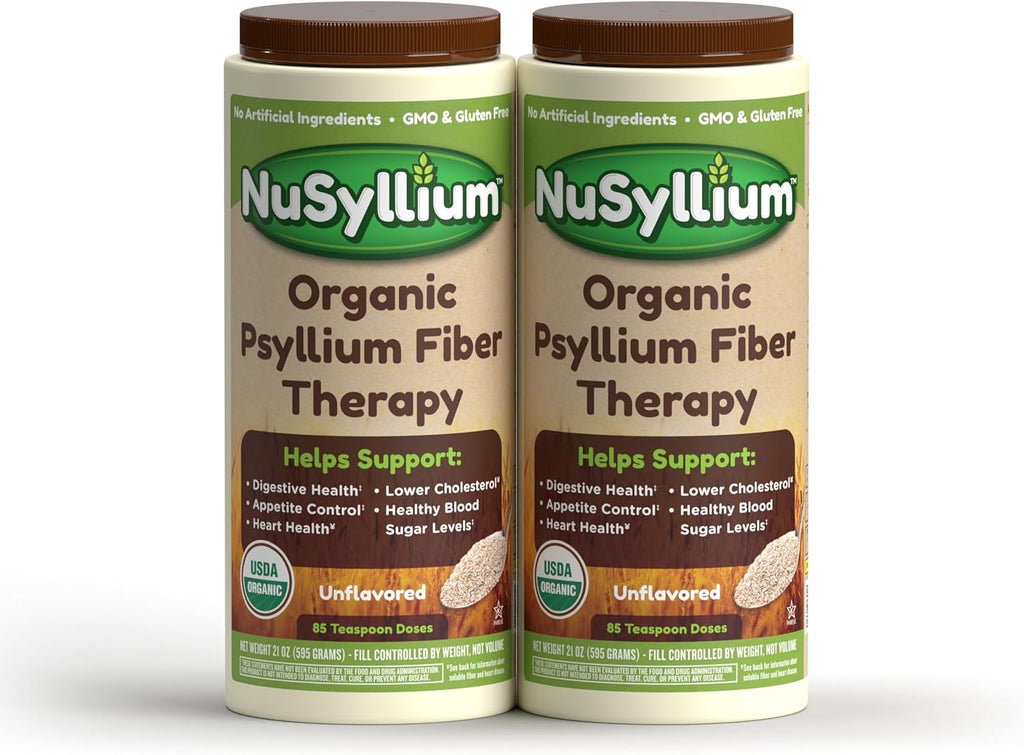 Psyllium Husk Powder, Organic, 21 Oz (Pack of 2) Dietary Fiber Supplement with Brown Sugar, Helps Promote Digestive Health* & Appetite Control* Non-GMO, Gluten Free, Unflavored, 85 Servings