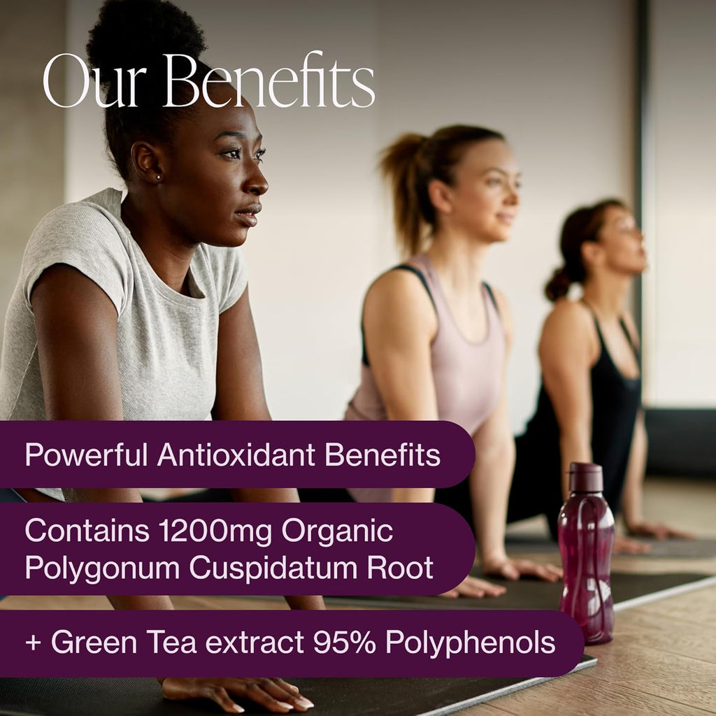 Organic Resveratrol Supplement – Trans-Resveratrol Capsules with Green Tea & Black Pepper – Highly Purified & Bioavailable - 90 Vegan Caps