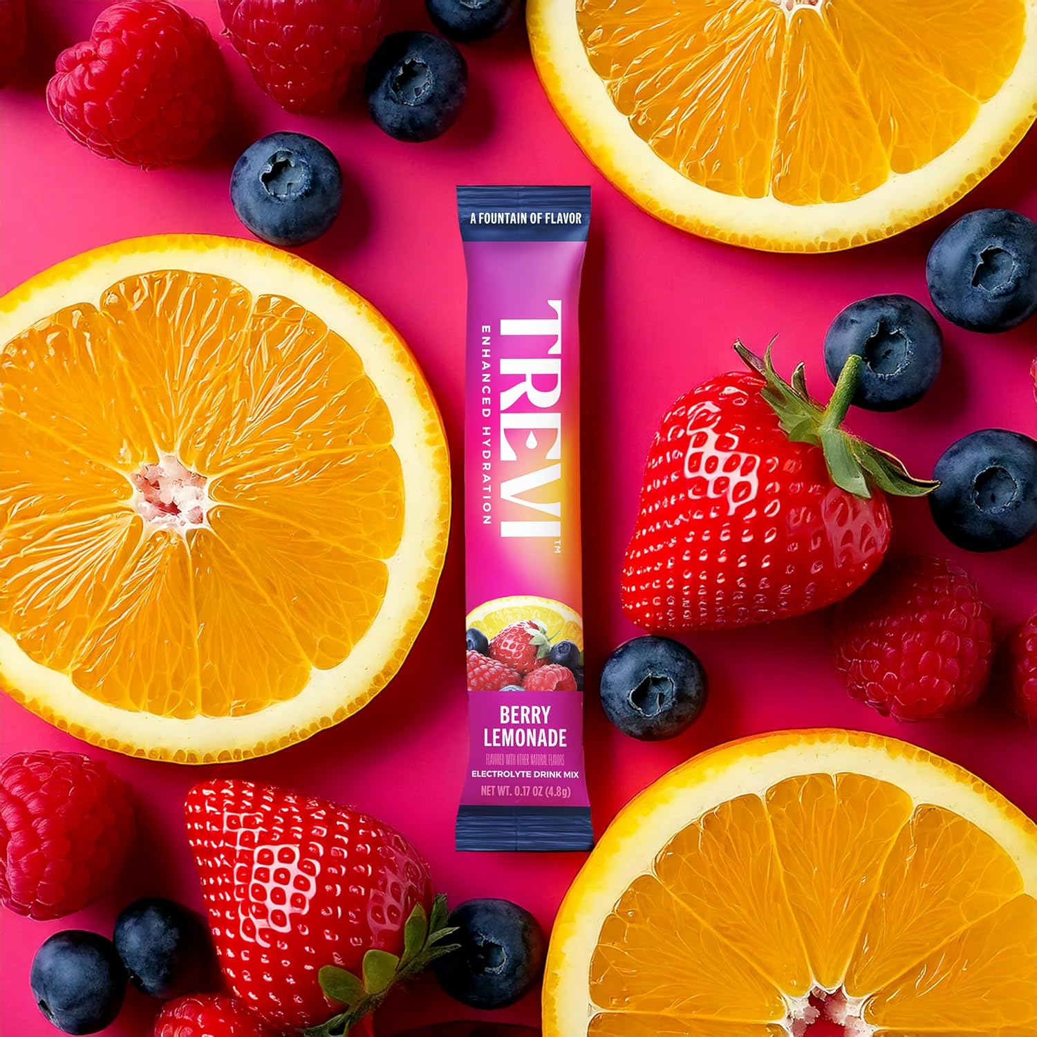 TREVI™ Sugar Free Electrolytes - Drink Mix Hydration Powder Packets - 8 Count - Berry Lemonade