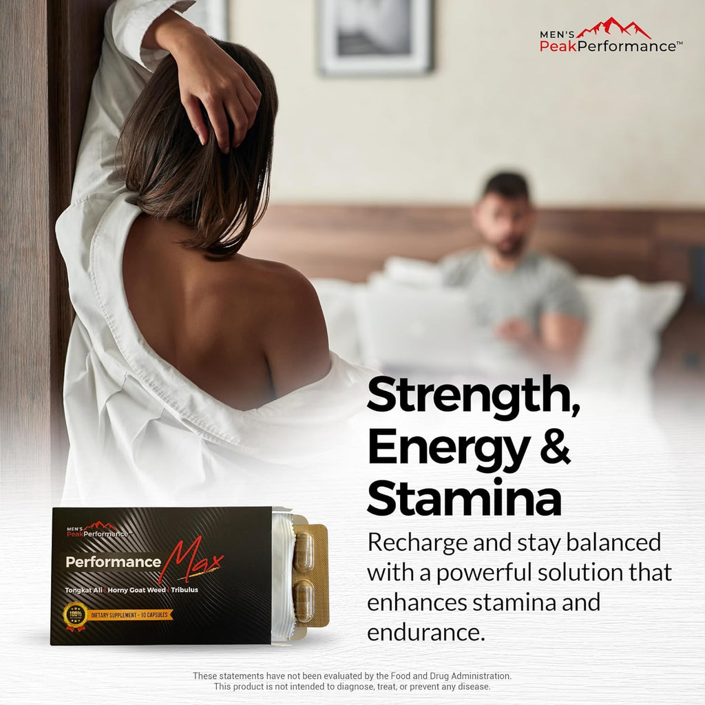 Masculinity Maximiser Supplement for Men – Energy, Endurance & Stamina Support for Improved Performance with Horny Goat Weed, Ashwagandha, Tongkat Ali & Maca – 10 Capsules