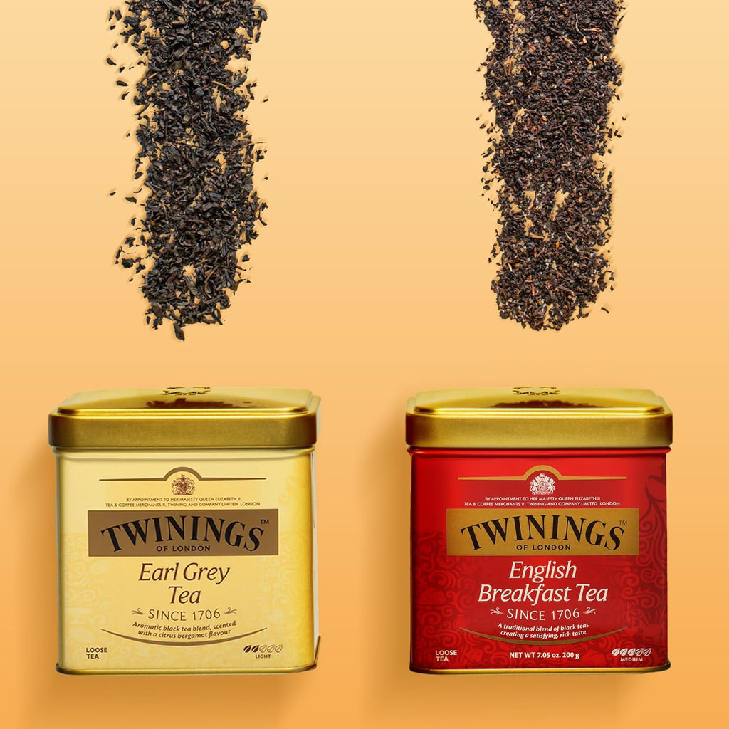 Twinings Earl Grey Loose Tea Tin, 7.05 Ounce Tin (Pack of 1), Smooth, Flavourful, Robust Black Tea Leaves, Caffeinated, Enjoy Hot or Iced