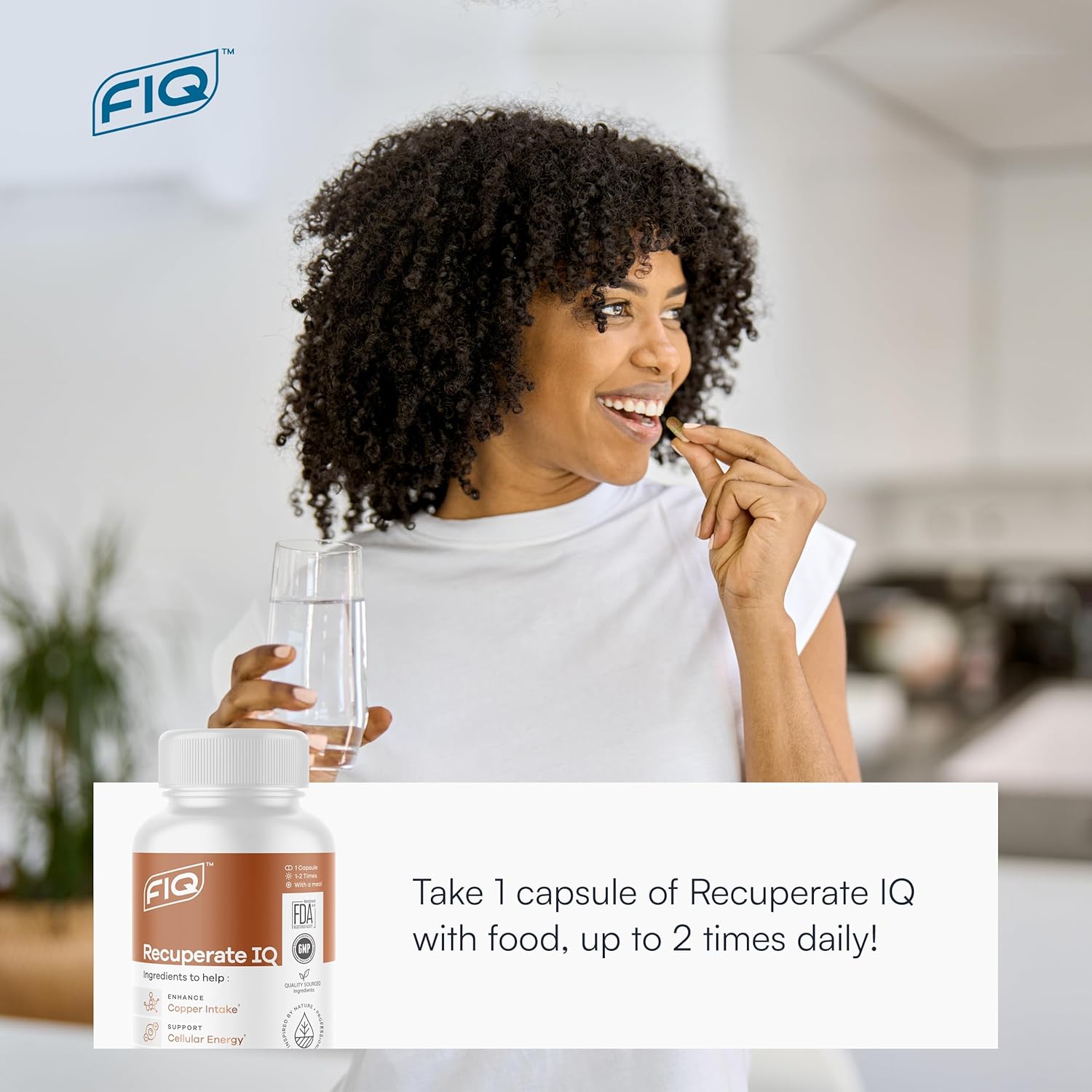 FIQ - Recuperate IQ - 5-in-1 Copper Supplements with Copper Bisglycinate - Easy-to-Swallow 2mg Capsules - High Absorption, Boosts Energy - 60 Capsules