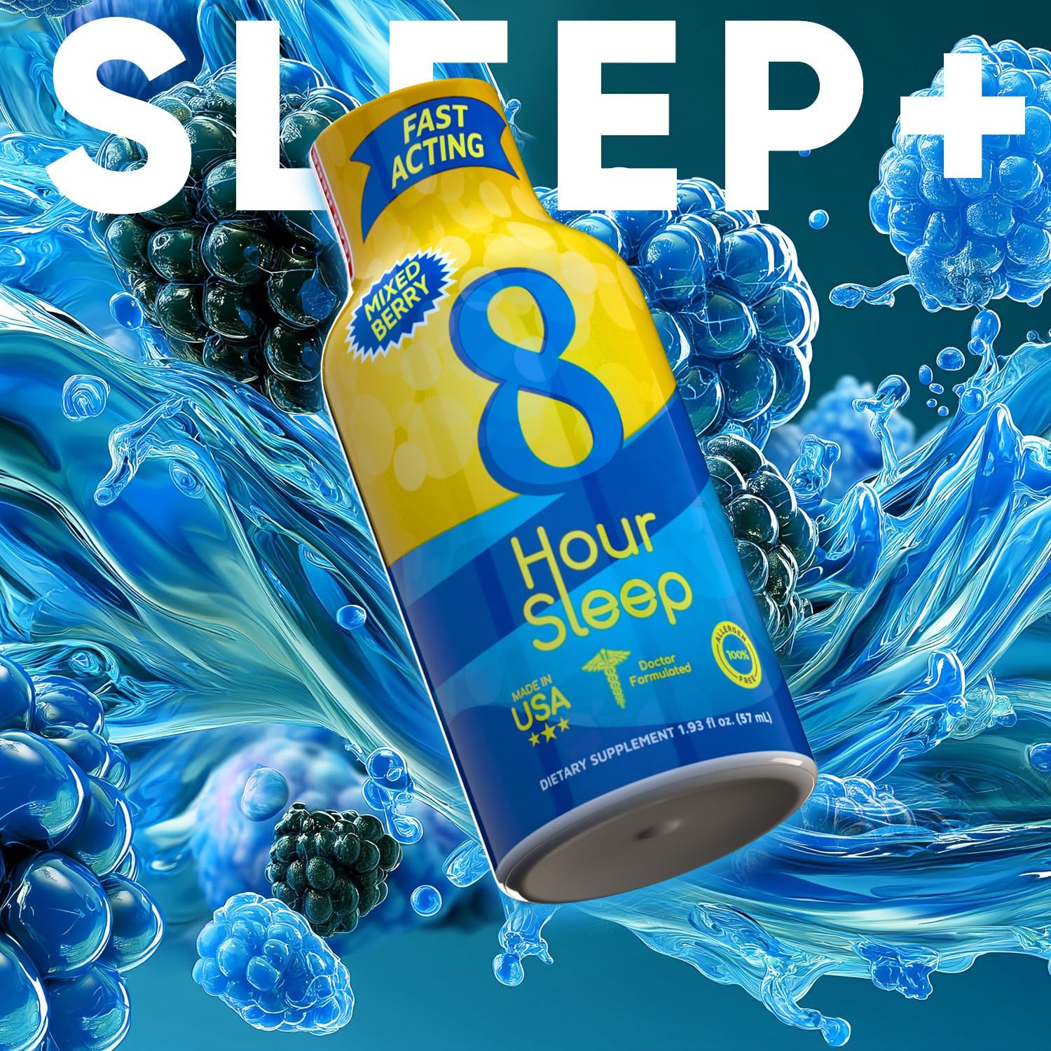 Vitamin Energy 8 Hour Sleep Shot Mixed Berry 48 Pack, Melatonin, 5-HTP, GABA, Valerian, Lavender, Nighttime Relaxation & Sleep Support Supplement, Zero Sugar, Vegan, Gluten-Free, Kosher, 1.93 fl oz