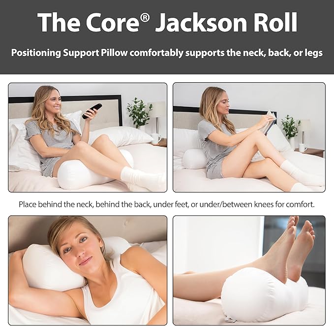 Core Products Jackson Roll Orthopedic Bolster Pillow - Neck, Back, Leg, Knee & Arm Support – Cervical & Lumbar Roll for Pain Relief, Spinal Alignment & Travel Comfort for Bed or Chair