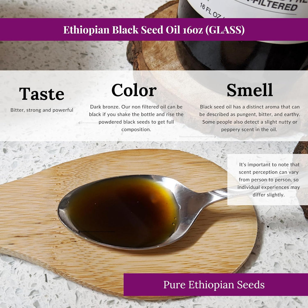 BioNatal Ethiopian Black Seed Oil 4.2oz (GLASS), Up to 4.64% Thymoquinone (TQ), Nigella Sativa Seeds, Non-filtered black cumin seed oil, Cold-pressed