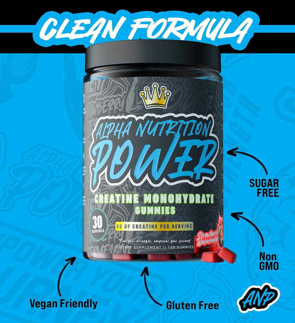 Creatine Monohydrate Gummies 5g for Men & Women | 1.25g Creatine per Gummy for Muscle Growth, Endurance, Recovery, & Focus | Vegan, Non-GMO, Gluten-Free | Strawberry-Watermelon Flavor | 120 Count