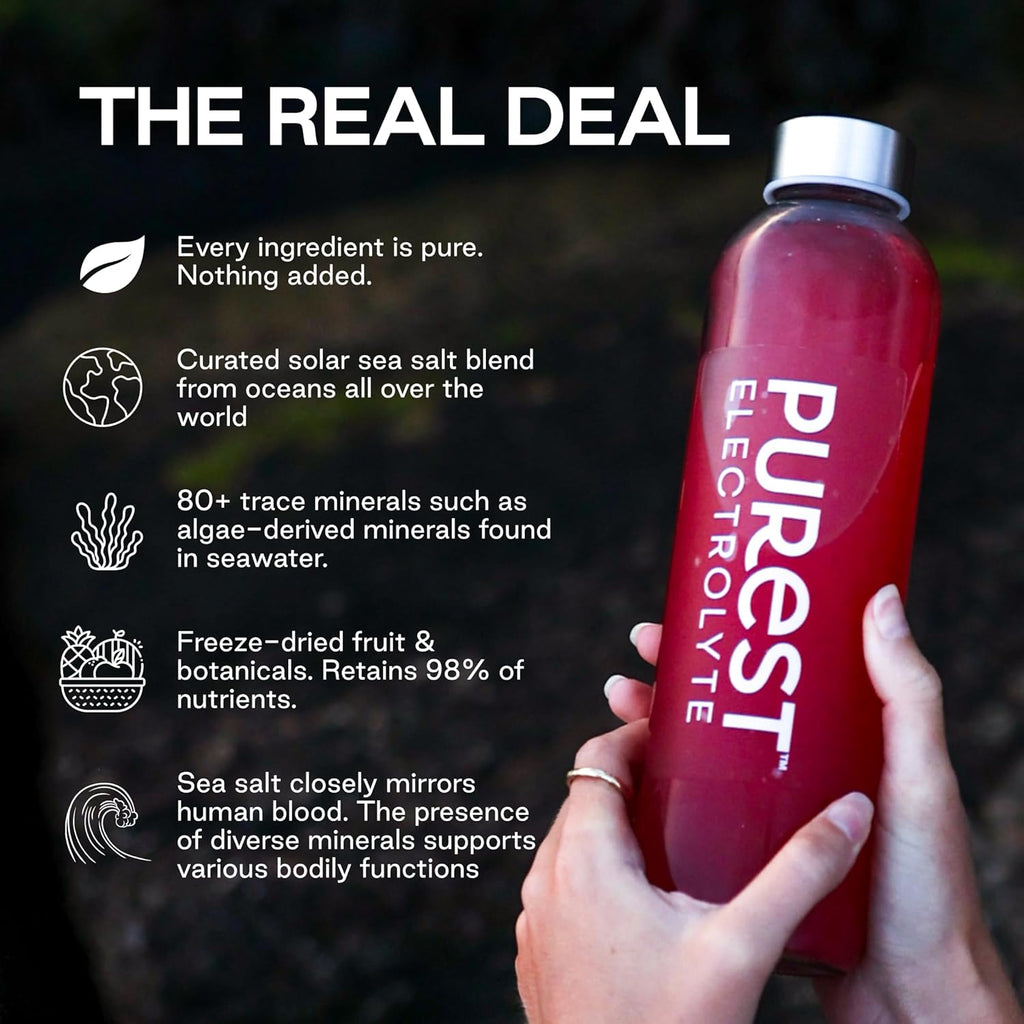 Purest Electrolyte Passion Cherry Powder Packets – Whole Food Hydration - Organic Freeze-Dried Fruits and Solar Sea Salts for Ultimate Electrolyte Balance