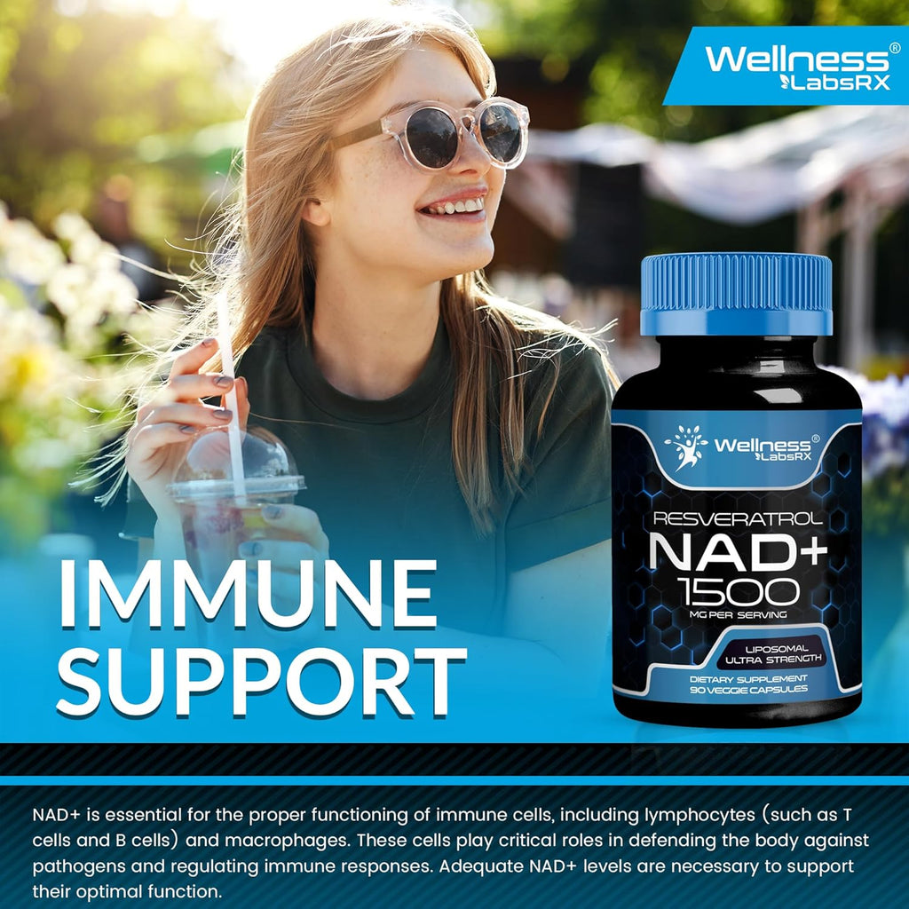 NAD Supplement, 1500mg - Liposomal NAD+ Supplement with Resveratrol, NAD Plus Boosting - Support Cellular Health, Stamina & Healthy Aging - Ultra Strength Capsules, USA Made - 2 Pack