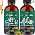 Thyroid Support Drops - Selenium, Zinc, Iodine, L Tyrosine, Ashwagandha, Turmeric, Schisandra Guggu, Cayenne, Basil - Liquid Supplement Folate Copper Alcohol -Free, Vegan, Non-GMO – 4 oz